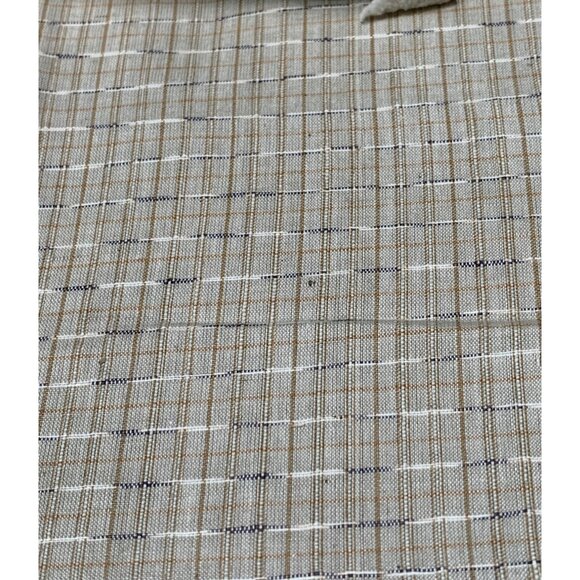 Vintage Beige & Brown Checkered Fabric 19" x 44" Cotton Material Sewing & Crafts - Picture 3 of 3
